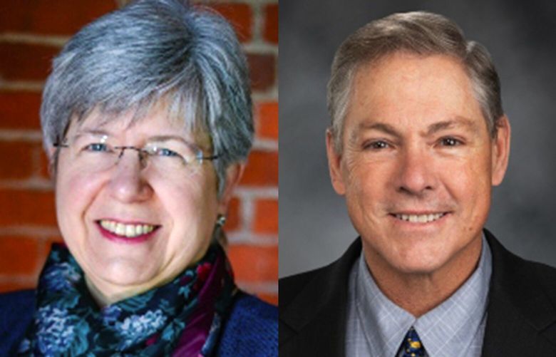Vicky Dalton, incumbent, left, and Rep. Bob McCaslin, candidates for Spokane County auditor.