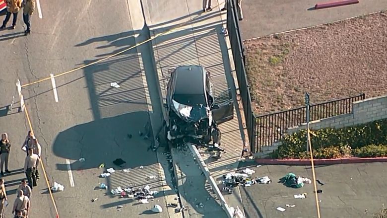 Car crashes into Los Angeles sheriff's department recruits on