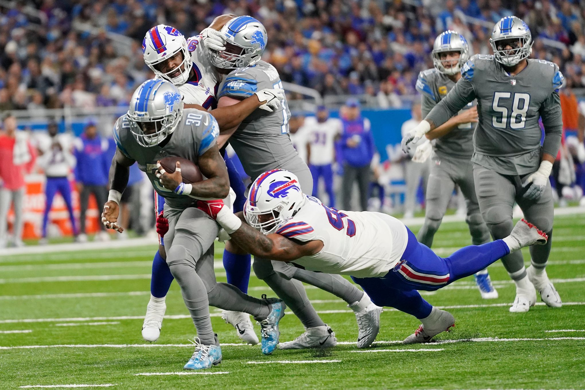 Buffalo Bills defensive tackle DaQuan Jones (92) walks off the