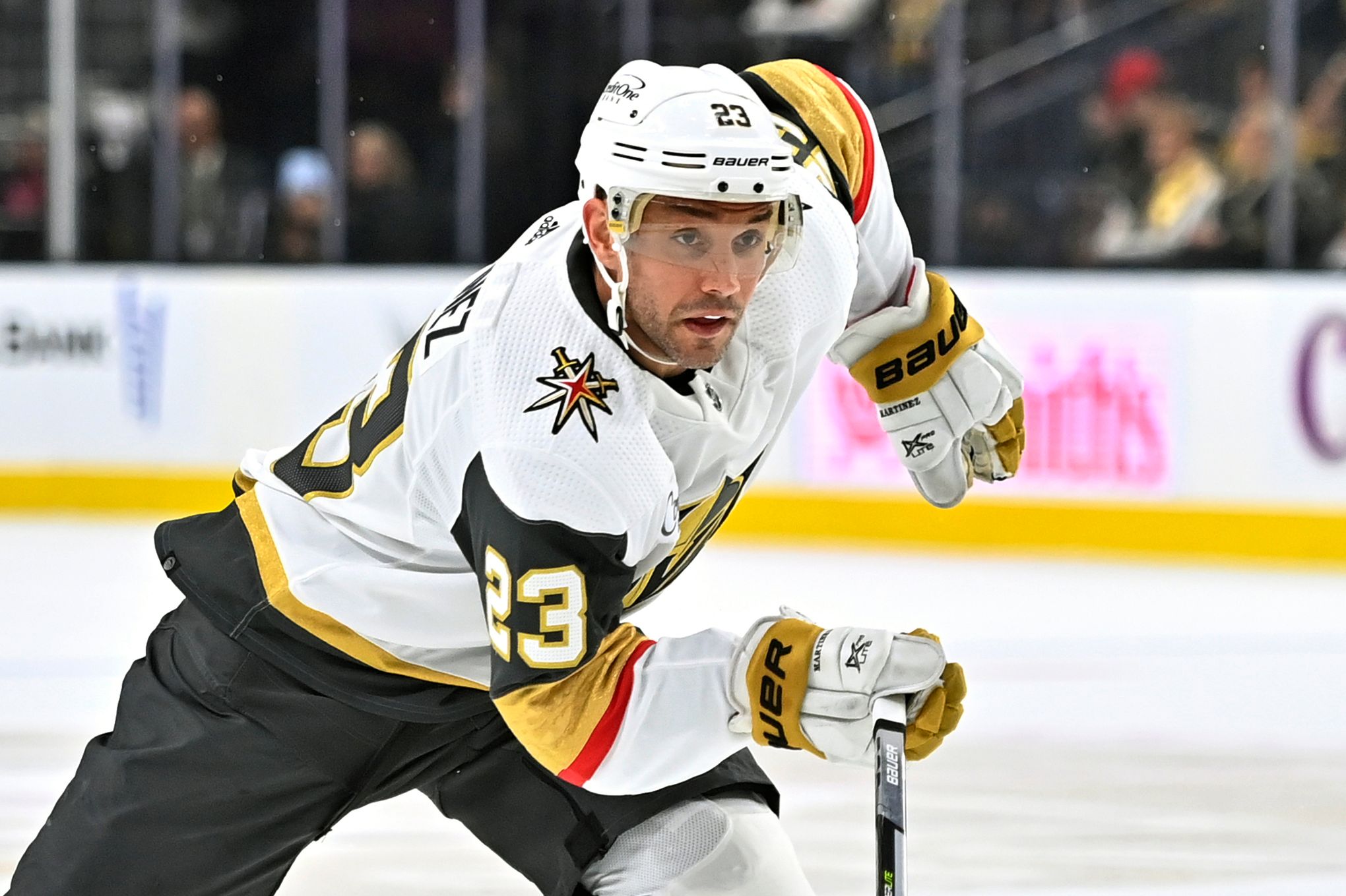 Alec Martinez at hospital after taking puck to the face