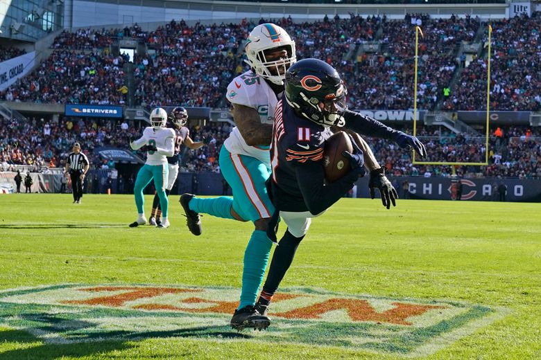 Chicago Bears safety Elijah Hicks celebrates his team's take away