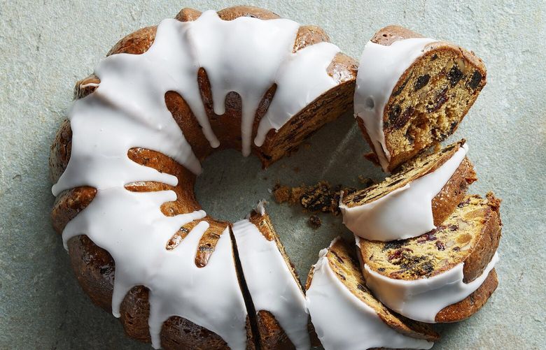 A fruitcake in New York, on Nov. 15, 2022. Claire Saffitz’s version of the fruitcake skips the long aging process, baking up in a day, and doubles down on deliciousness. Food Stylist: Rebecca Jurkevich. Prop Stylist: Christina Lane. (Bobbi Lin/The New York Times)
XNYT165 XNYT165