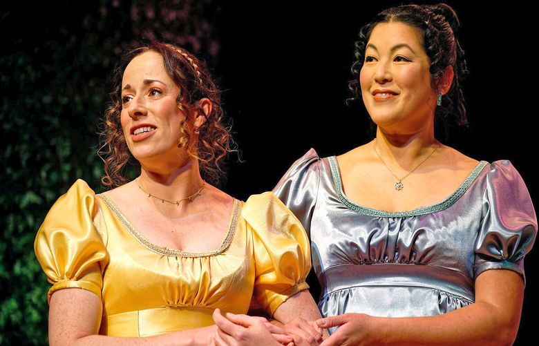 Elizabeth Brammer and Belinda Fu in “Austen Unbound” at Book-It Repertory Theatre.
