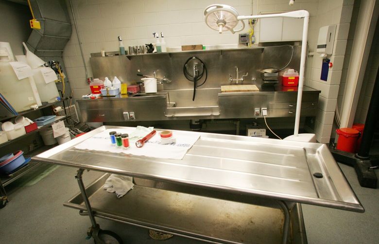 020106_JB : MEDICAL EXAMINER OFFICE, HARBORVIEW MEDICAL CENTER:
King County Medical Examiner’s autopsy room at Harborview Medical Center.