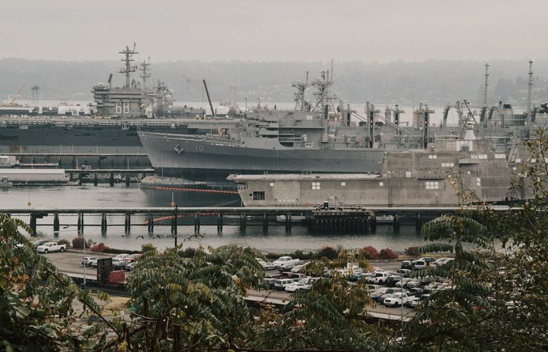 Navy vessels at the Puget Sound Naval Shipyard in Bremerton, Wash., Nov. 3, 2022. The high failure rate of the elite force’s selection course shunts hundreds of candidates into low-skilled jobs in the Navy. (Mason Trinca/The New York Times) XNYT68 XNYT68