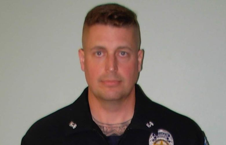 Auburn police officer Jeffrey Nelson.
This is Nelson being processed the night of the shooting, according to Elizabeth Miller of the Auburn Examiner.