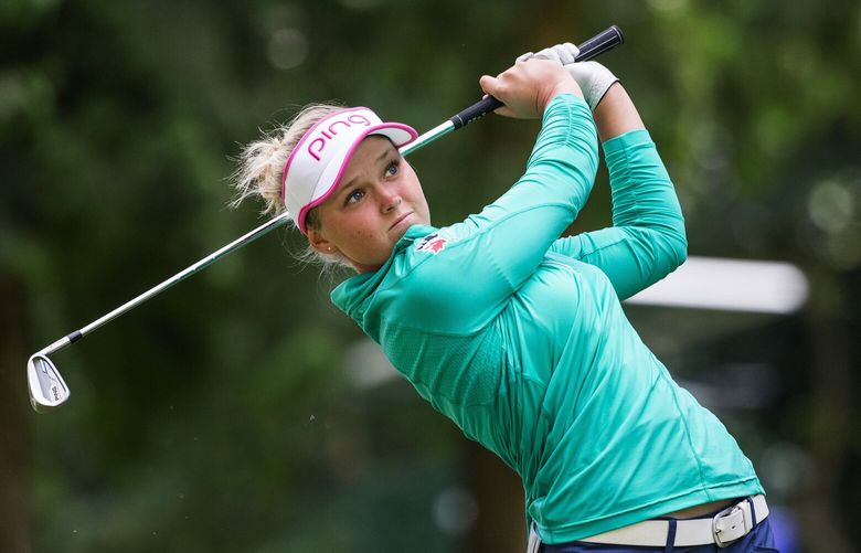 Brooke Henderson tees off on No. 9.  Canadian Brooke Henderson won the Women’s PGA Championship Sunday, June 12, 2016 in a one hole sudden death playoff with Lydia Ko.