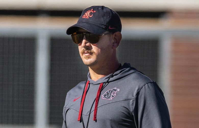 Washington State offensive coordinator Eric Morris.

The Washington State Cougars practiced Monday, August 15, 2022 in Pullman, WA. 221278