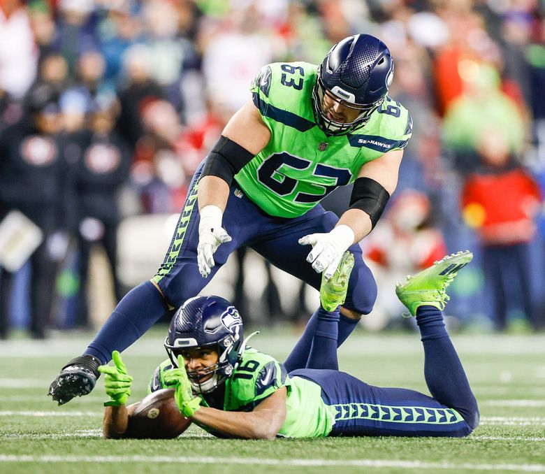 Seattle Seahawks guard Austin Blythe (63) before an NFL football