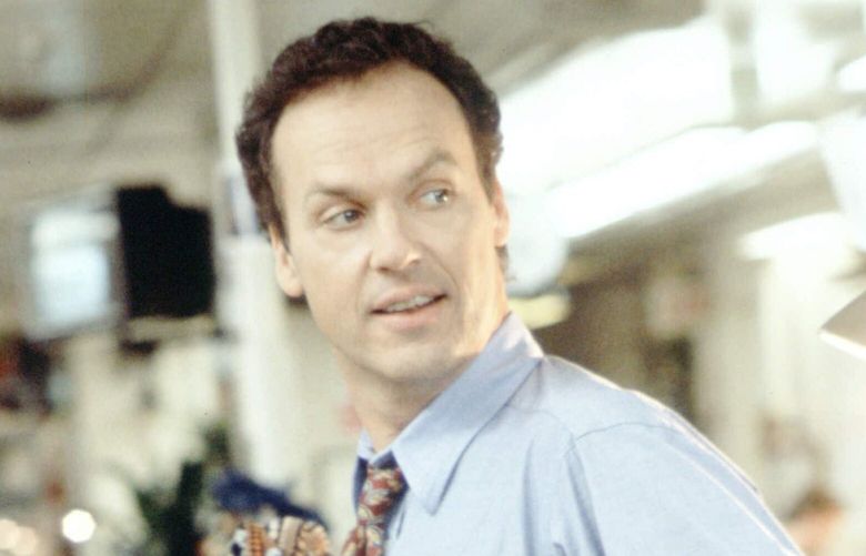 NBC117 11/26/96 — THE PAPER — NBC MONDAY NIGHT MOVIE — TELECAST DATE: Mon., Dec. 30 (9-11 p.m. ET) — PICTURED: Michael Keaton — THE PAPER –Michael Keaton, Glenn Close, Marisa Tomei, Randy Quaid and Robert Duvall star in a Ron Howard film about a day in the frenetic and feisty life of a down-and-dirty big-city daily newspaper. — NBC PHOTO.