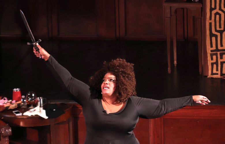Debra Ann Byrd, founder of the Harlem Shakespeare Festival, performs “The World’s a Stage: Becoming Othello, A Black Girl’s Journey,” her solo show that weaves together her life story and her experiences with Shakespeare.