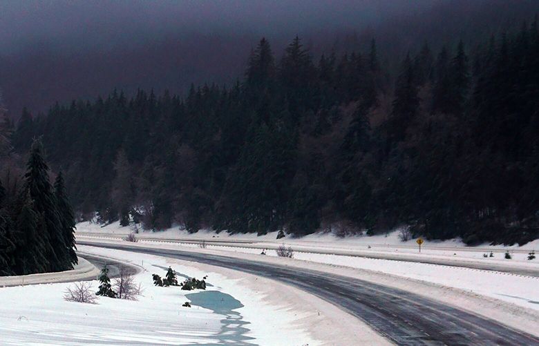 Snoqualmie Pass reopened at about 9 a.m. Sunday after freezing temperatures and icy roads. (Washington State Department of Transportation)