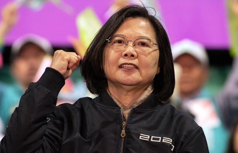 Taiwan President Tsai Ing-wen said at a press briefing Tuesday that Taiwan is extending its compulsory military service to one year from the current four months. (Carl Court/Getty Images/TNS)