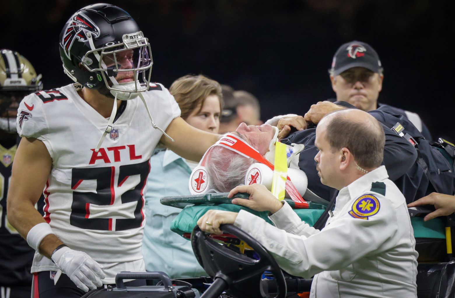 Falcons' Pees released from hospital after pre-game injury