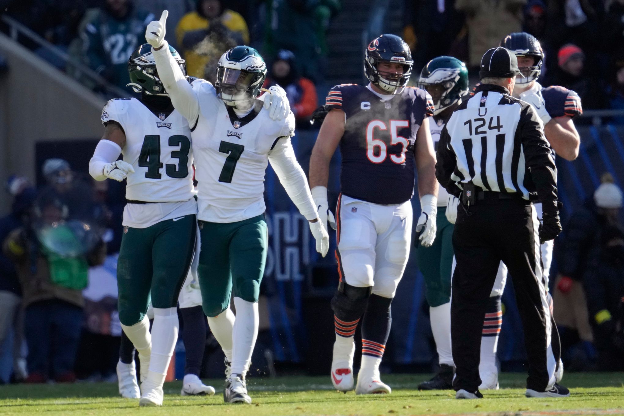 Fierce Eagles pass rush steps up again in victory over Bears