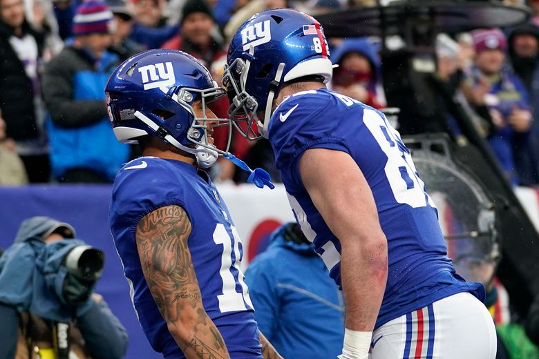 New York Giants cornerback Adoree' Jackson (22) reacts against the