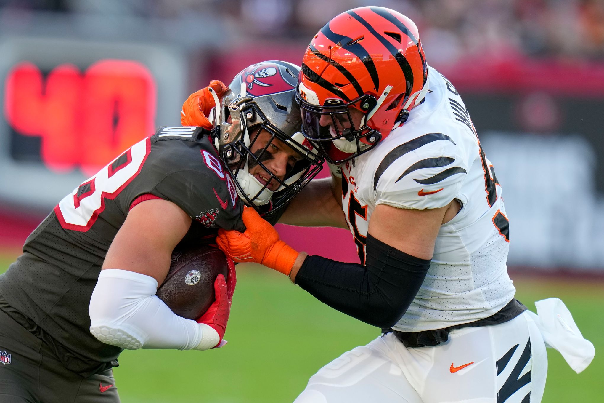 Mitchell Wilcox of the Cincinnati Bengals looks on during training