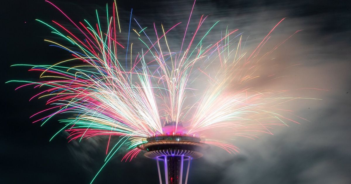 Fireworks, drones shine above Space Needle as New Year’s crowds return