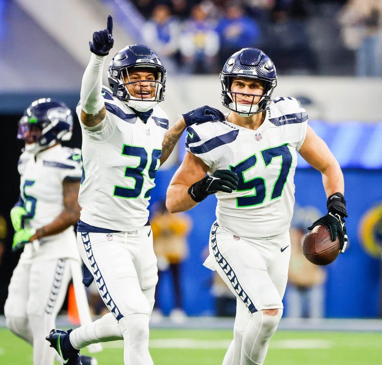 Teez Tabor of the Seattle Seahawks looks on during the second