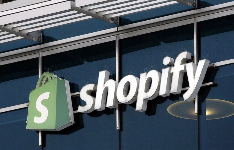 Signage on Shopify’s former headquarters in Ottawa, Ontario, Canada, on Thursday, Feb. 17, 2022. Canadian e-commerce company Shopify. (James Park/Bloomberg)