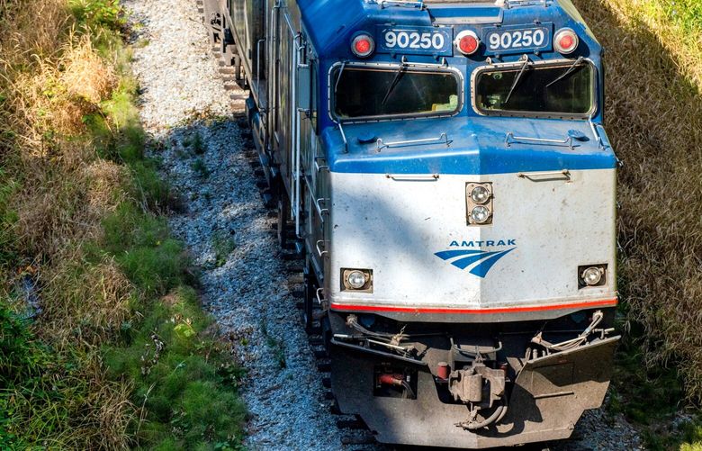 The Amtrak Cascades train arrives in Vancouver, British Columbia, Canada, on Monday, Sept. 26, 2022. The Amtrak Cascades line from Seattle to Vancouver, British Columbia, was suspended in 2020 due to the Covid-19 pandemic. 775879397