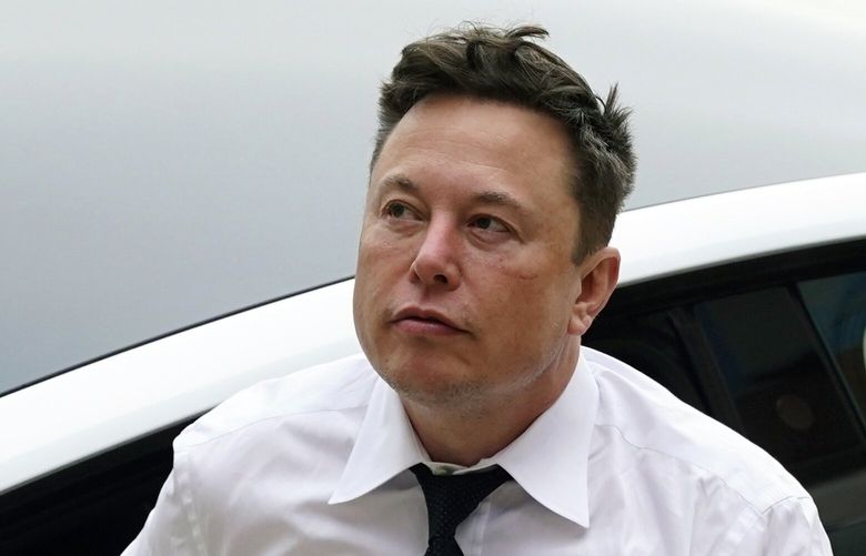 FILE – Elon Musk arrives  in Wilmington, Del., Tuesday, July 13, 2021.  (AP Photo/Matt Rourke, File)