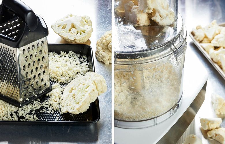 Making riced cauliflower is simple. All you need is a box grater, a food processor or even just a knife. MUST CREDIT: Photo by Rey Lopez for The Washington Post.