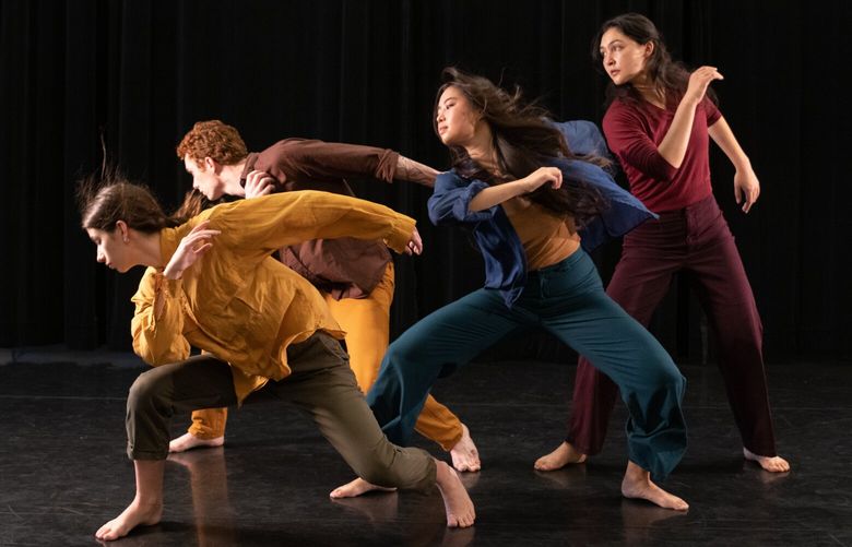 Benjamin Holroyd, Cindy Lao, Maisy Neill and Ashley Woodworth in choreographer Nia-Amina Minor’s “Walkin’ Bass.”