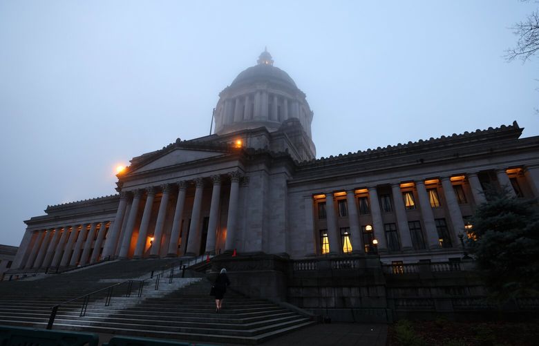 The Legislative Building in pre dawn hours on Tuesday, Jan. 10, 2023 at the Capitol in Olympia. 222720