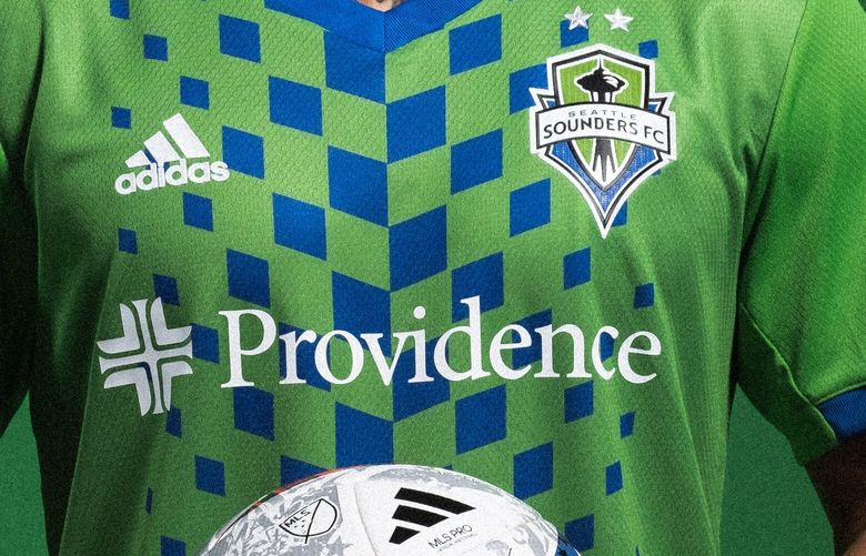 Raul Ruidiaz is pictured in the new Sounders’ jersey.