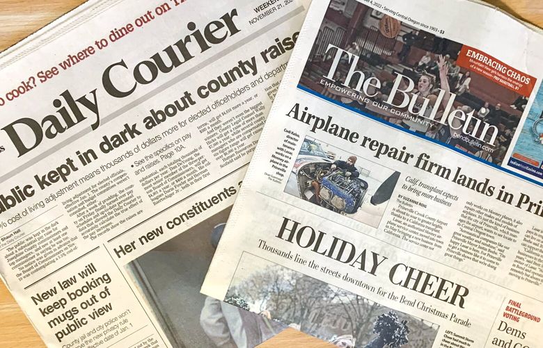 In the wake of the closure of the Medford (Ore.) Mail Tribune on Jan. 13, the Grants Pass Daily Courier, at left, has announced it will expand its news coverage in Medford, and the company that publishes the Bend Bulletin has announced it will launch a new newspaper called The Tribune.
 
Credit:  photo by