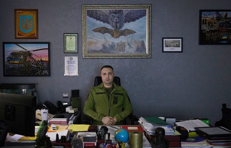 Gen. Kyrylo Budanov, Ukraine’s military intelligence chief, in his office in Kyiv, Ukraine, on Jan. 20. MUST CREDIT: Photo for The Washington Post by Serhiy Morgunov