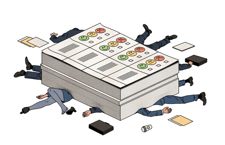 Amid layoffs and a changing workplace, worker stress is at a record high, even as job engagement surveys become more frequent and high-tech. What are companies missing? (çlvaro Bernis/The New York Times) Ñ FOR EDITORIAL USE ONLY WITH NYT STORY SLUGGED JOB SATISFACTION BY ALINA TUGEND FOR JAN. 30, 2023. ALL OTHER USE PROHIBITED. Ñ