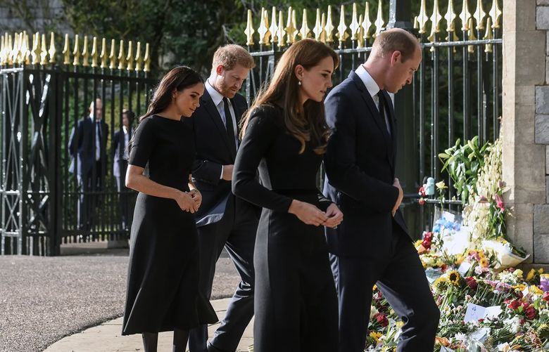 he Prince and Princess of Wales and the Duke and Duchess of Sussex surprise members of the public with a joint public appearance to view the tributes to Queen Elizabeth II outside Windsor Castle, in Windsor, England, on Sept. 10. Even in the United States, which has a high tolerance for redemptive stories about overcoming trauma and family dysfunction, the tide seems to be turning. (Mary Turner / The New York Times)