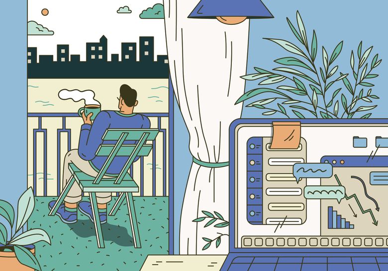 As the economy slows, a handful of prominent CEOs have tried to put an end to remote work. But some economists say that even in a cooler labor market, working from home is likely to remain common. (Jared Oriel/The New York Times)