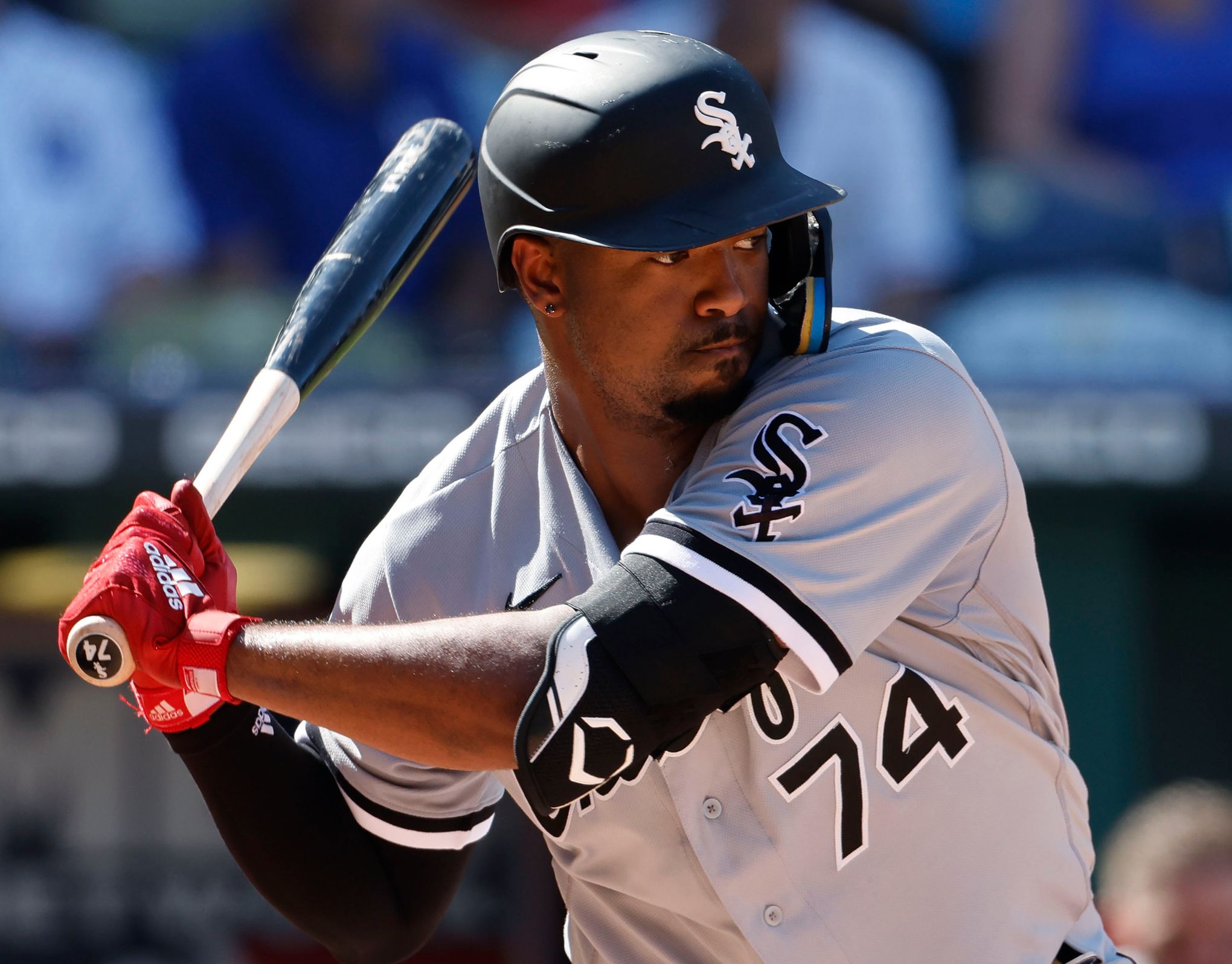 Eloy Jiménez preparing to play outfield with Chicago White Sox