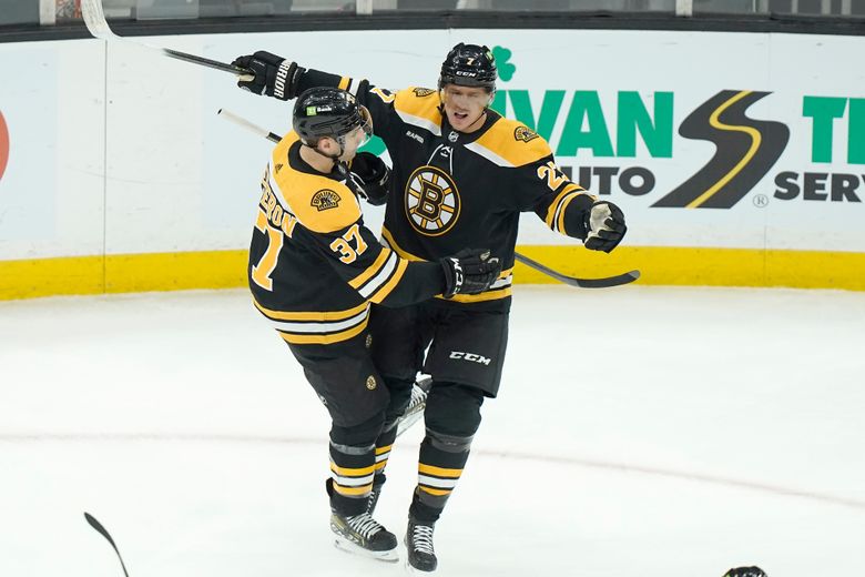 Nick Foligno of the Boston Bruins celebrating his 1000 NHL game was