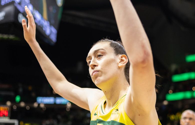 Breanna Stewart heads off the floor after the Storm defeated the Lynx 89-77.

The Minnesota Lynx played the Seattle Storm in WNBA basketball Wednesday, August 3, 2022 at Climate Pledge Arena, in Seattle, WA. 221152
