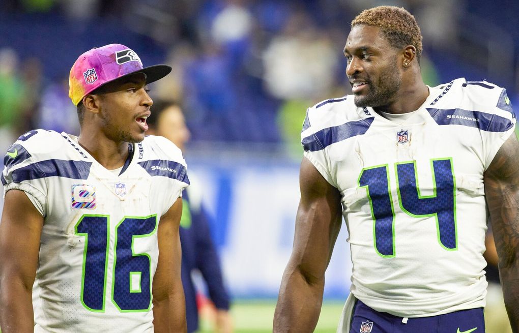 September 09, 2018: Seattle Seahawks wide receiver Tyler Lockett (16) in  receiving formation during the third quarter of an NFL matchup between the  Seattle Seahawks and the Denver Broncos at Broncos Stadium