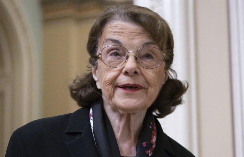 FILE – Sen. Dianne Feinstein, D-Calif., arrives for the Senate Democratic Caucus leadership election at the Capitol in Washington, on Dec. 8, 2022. Democratic Rep. Adam Schiff, who rose to national prominence as the lead prosecutor in President Donald Trump’s first impeachment trial, announced Thursday, Jan. 26, 2023, that he is seeking the U.S. Senate seat currently held by Sen. Dianne Feinstein. (AP Photo/J. Scott Applewhite, File) FX403 FX403