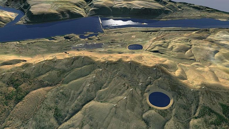 The $2 billion Goldendale Energy Storage Project proposes to generate 1,200 megawatts of power with pumped-storage hydropower, using upper and lower reservoirs above the John Day Dam. Leaders of the Yakama Nation say the proposed location is sacred, holding archaeological, ceremonial and First Food gathering sites that would be irreparably damaged by the project. (Washington State / Department of Ecology)