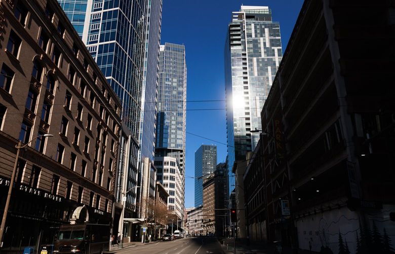 Downtown Seattle, on 2nd Avenue, is seen on Friday, Feb. 24, 2023.  223160