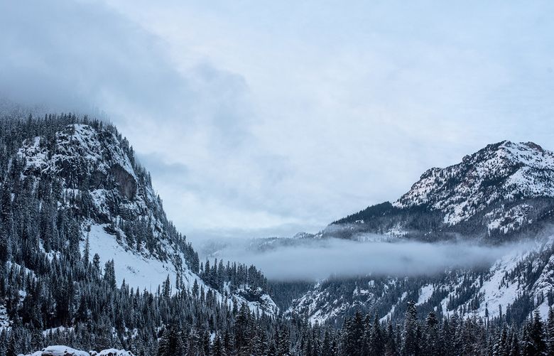 Snoqualmie pass covered in snow during winter