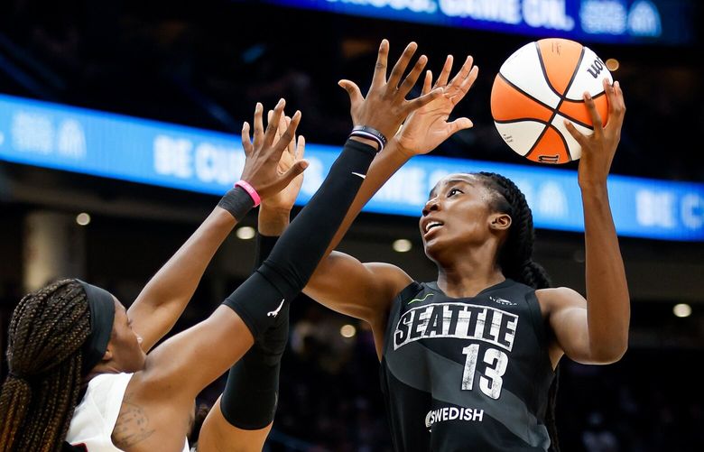 Climate Pledge Arena – Seattle Storm vs. Atlanta Dream – 072422

Seattle Storm center Ezi Magbegor heads to the basket during the fourth quarter, Sunday, July 24, 2022, in Seattle, Wash. 221000