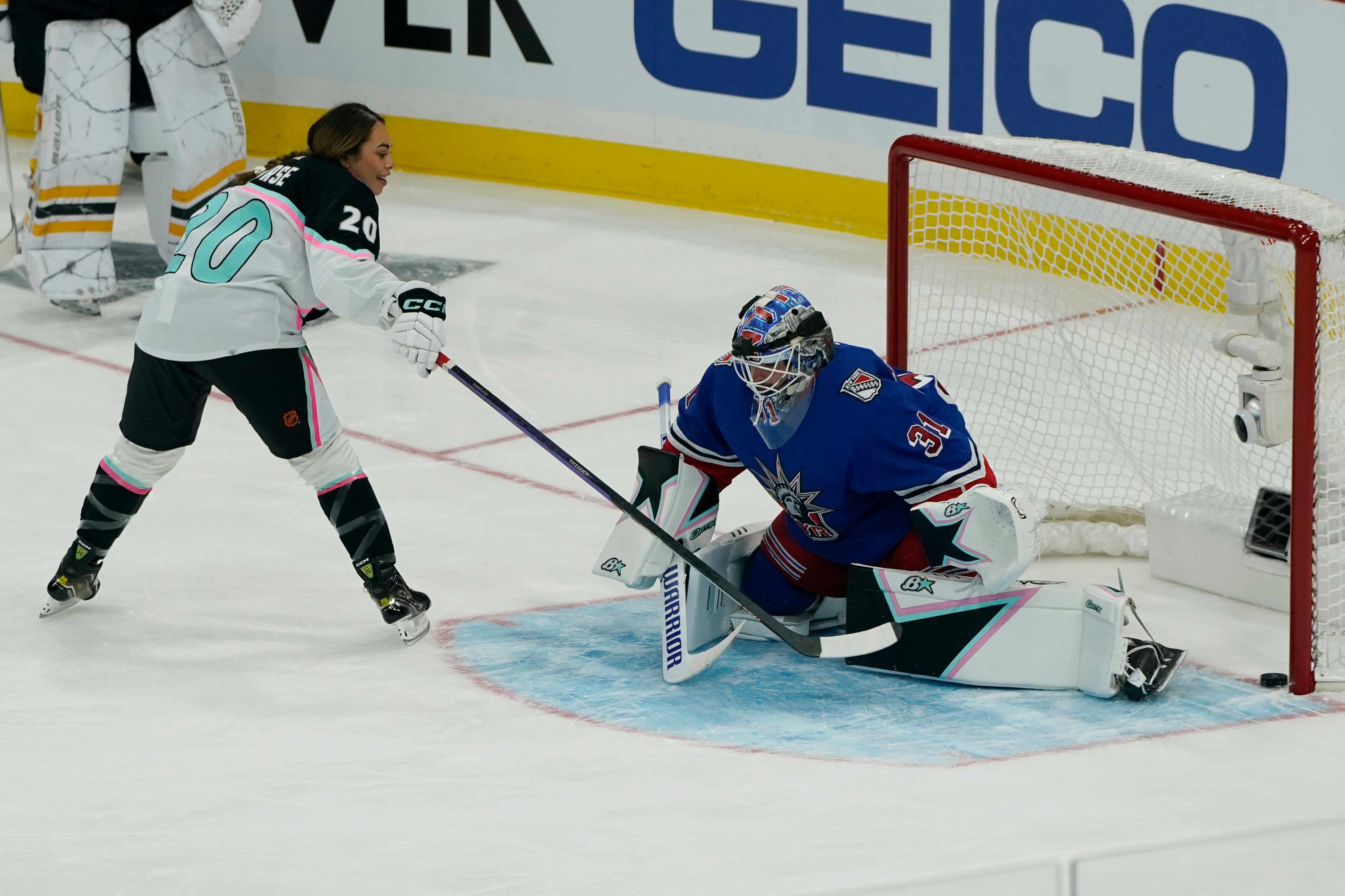 Nurses goal electrifies crowd during NHL skills challenge The Seattle Times