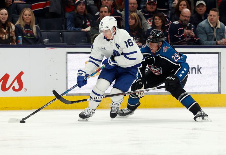 Toronto Maple Leafs forward Pontus Holmberg (29) and defenseman