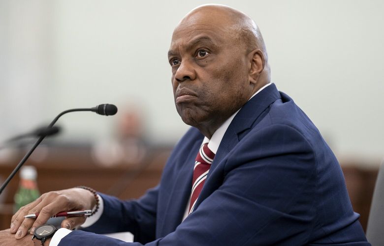 Phillip Washington, the nominee to become administrator of the Federal Aviation Administration, testifies before the Senate Commerce, Science and Transportation Committee, at the Capitol in Washington, Wednesday, March 1, 2023. (AP Photo/J. Scott Applewhite) 