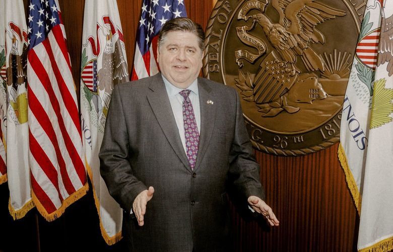 Gov. J.B. Pritzker of Illinois at his office in downtown Chicago, on Feb. 26, 2023. Pritzker’s ability to recruit a diverse and potent team, then empower it to lead and win, may be his most powerful skill, and one that keeps him in the conversation as Democrats wait for President Biden to decide his own future. (Evan Jenkins/The New York Times) XNYT100 XNYT100