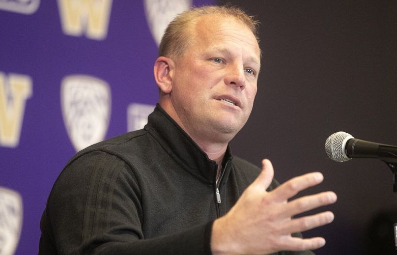 Kalen DeBoer, UofW Football Coach at a Friday morning press conference, Friday, March 3, 2023. 223213