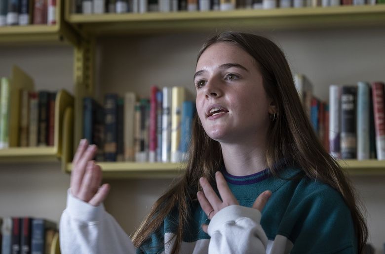 Malia Ana Silva, a student body president at Wahkiakum High School, says she wonders if classmates in her poor district are getting what they need to make it to college. (Ellen M. Banner / The Seattle Times)